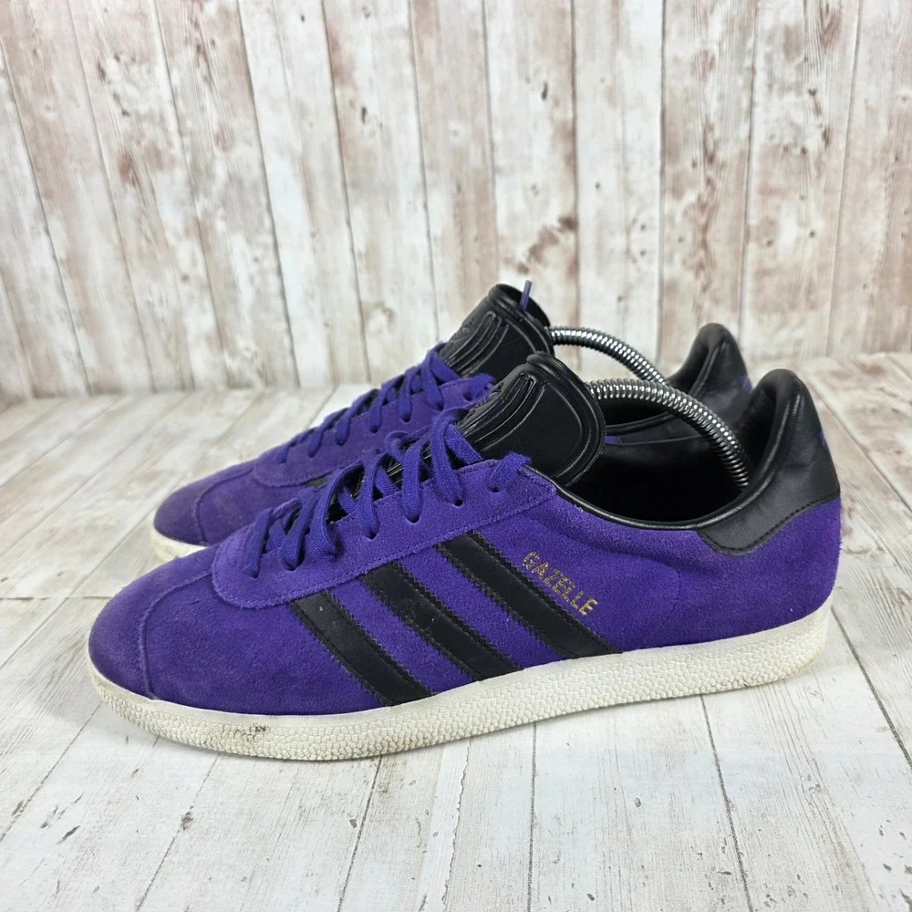 Adidas Gazelle Purple Black Suede Leather Mens Sneakers BZ0034 Size 9.5